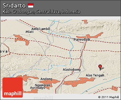 Shaded Relief Panoramic Map of Sridarto