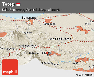 Shaded Relief Panoramic Map of Tetep