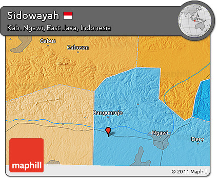 Political 3D Map of Sidowayah
