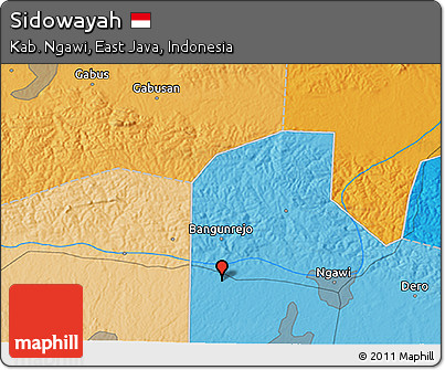 Political 3D Map of Sidowayah