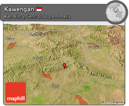 Satellite 3D Map of Kawengan