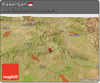 Satellite 3D Map of Kawengan