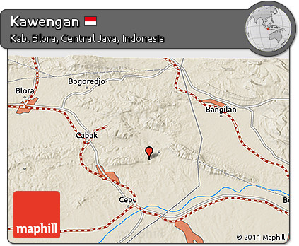 Shaded Relief 3D Map of Kawengan