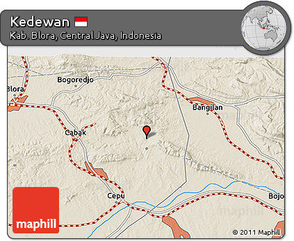Shaded Relief 3D Map of Kedewan