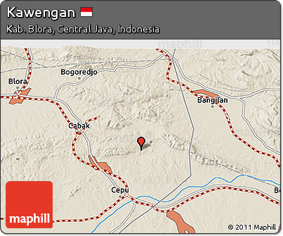 Shaded Relief 3D Map of Kawengan