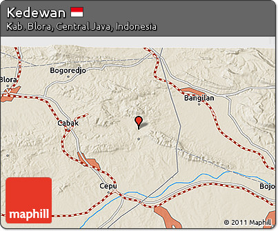 Shaded Relief 3D Map of Kedewan
