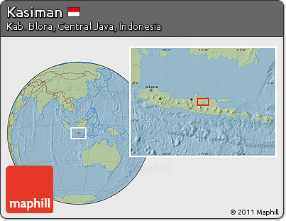 Savanna Style Location Map of Kasiman, hill shading
