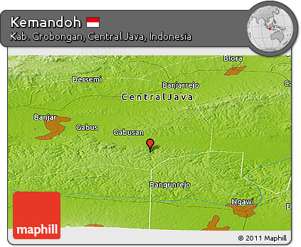 Physical Panoramic Map of Kemandoh