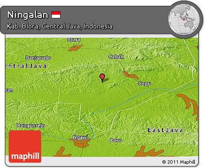Physical Panoramic Map of Ningalan