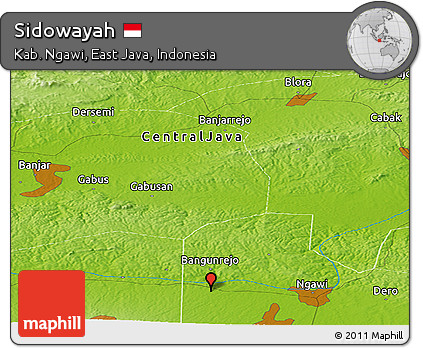 Physical Panoramic Map of Sidowayah