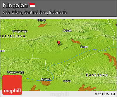Physical Panoramic Map of Ningalan