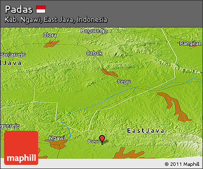 Physical Panoramic Map of Padas