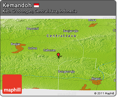 Physical Panoramic Map of Kemandoh