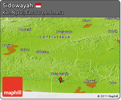 Physical Panoramic Map of Sidowayah