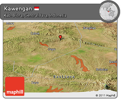 Satellite Panoramic Map of Kawengan