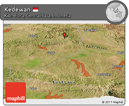 Satellite Panoramic Map of Kedewan