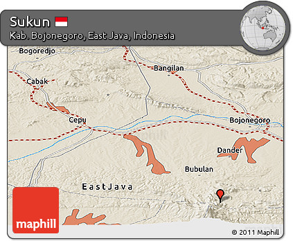 Shaded Relief Panoramic Map of Sukun