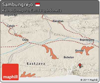 Shaded Relief Panoramic Map of Sambungrejo