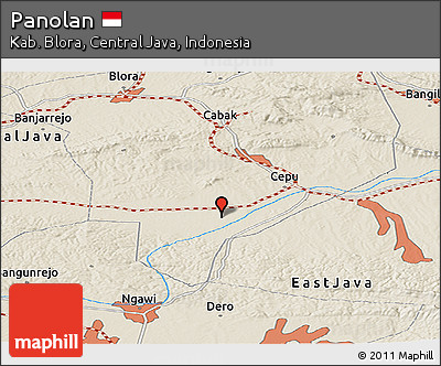 Shaded Relief Panoramic Map of Panolan