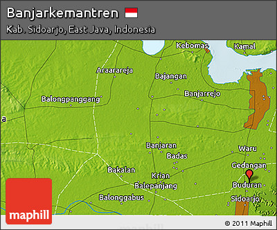 Physical 3D Map of Banjarkemantren