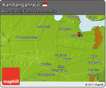Physical 3D Map of Kandanganrejo