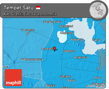 Political 3D Map of Tempet Satu