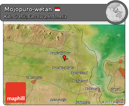 Satellite 3D Map of Mojopuro-wetan
