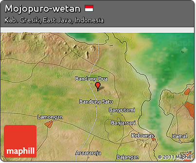 Satellite 3D Map of Mojopuro-wetan