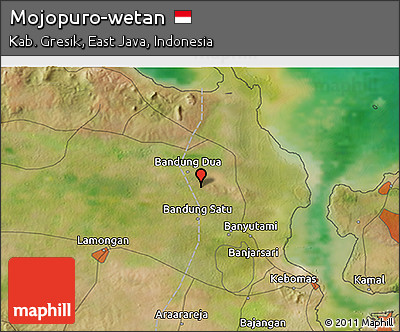 Satellite 3D Map of Mojopuro-wetan
