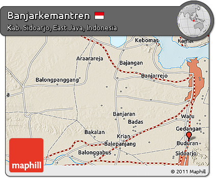 Shaded Relief 3D Map of Banjarkemantren