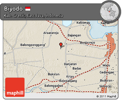 Shaded Relief 3D Map of Biyodo