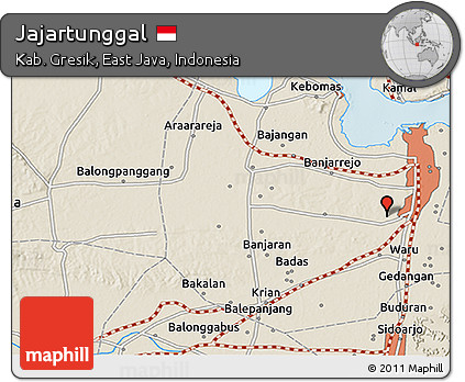 Shaded Relief 3D Map of Jajartunggal