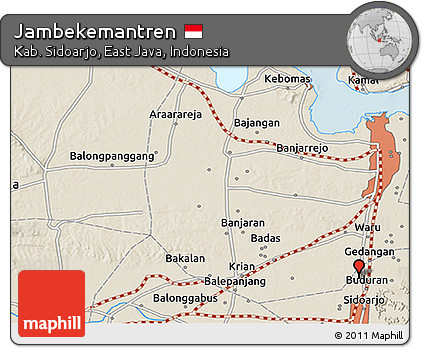 Shaded Relief 3D Map of Jambekemantren