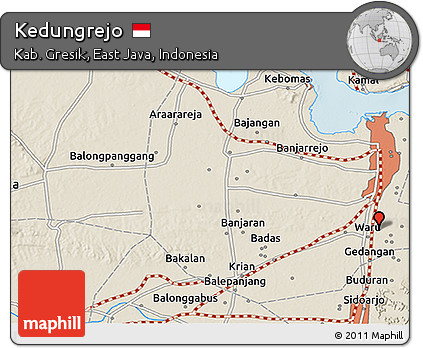 Shaded Relief 3D Map of Kedungrejo