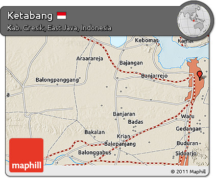 Shaded Relief 3D Map of Ketabang
