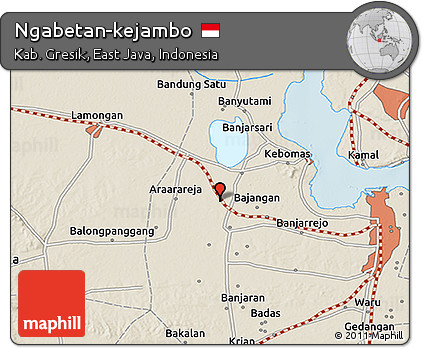 Shaded Relief 3D Map of Ngabetan-kejambo