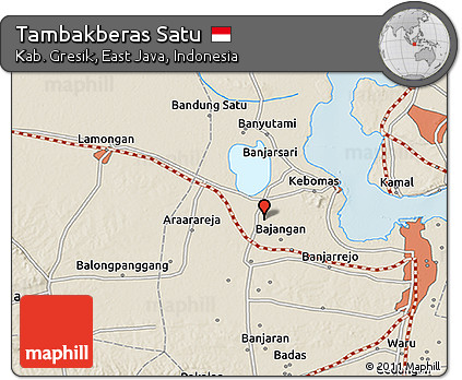 Shaded Relief 3D Map of Tambakberas Satu