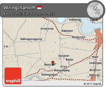 Shaded Relief 3D Map of Wringinanom