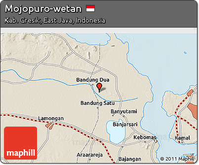 Shaded Relief 3D Map of Mojopuro-wetan