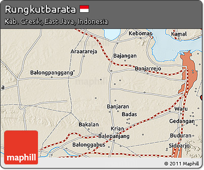 Shaded Relief 3D Map of Rungkutbarata