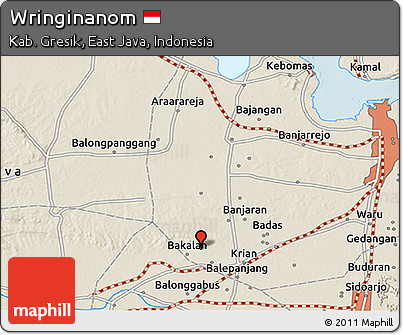 Shaded Relief 3D Map of Wringinanom
