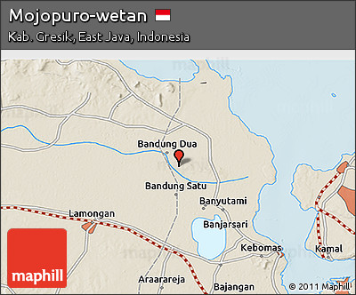 Shaded Relief 3D Map of Mojopuro-wetan