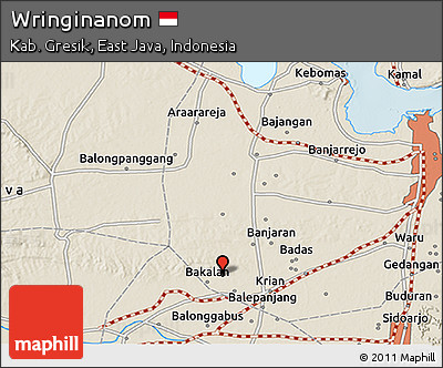 Shaded Relief 3D Map of Wringinanom