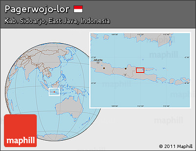 Gray Location Map of Pagerwojo-lor