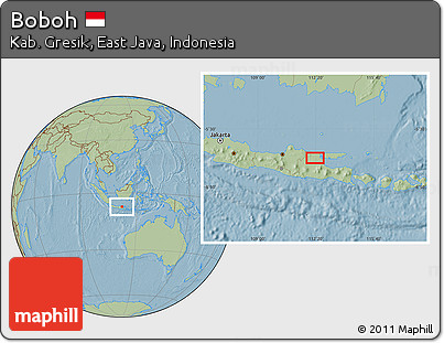 Savanna Style Location Map of Boboh, hill shading