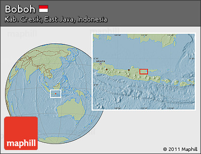 Savanna Style Location Map of Boboh, hill shading
