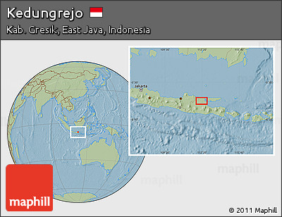 Savanna Style Location Map of Kedungrejo, hill shading