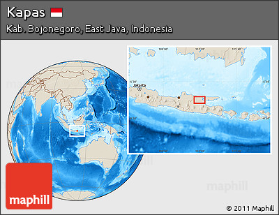 Shaded Relief Location Map of Kapas