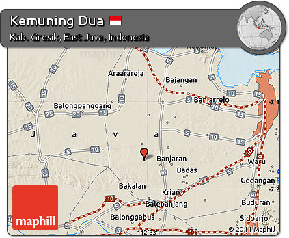 Shaded Relief Map of Kemuning Dua