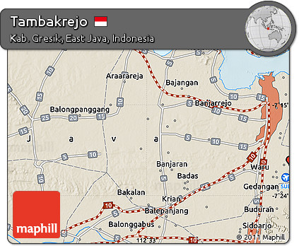 Shaded Relief Map of Tambakrejo